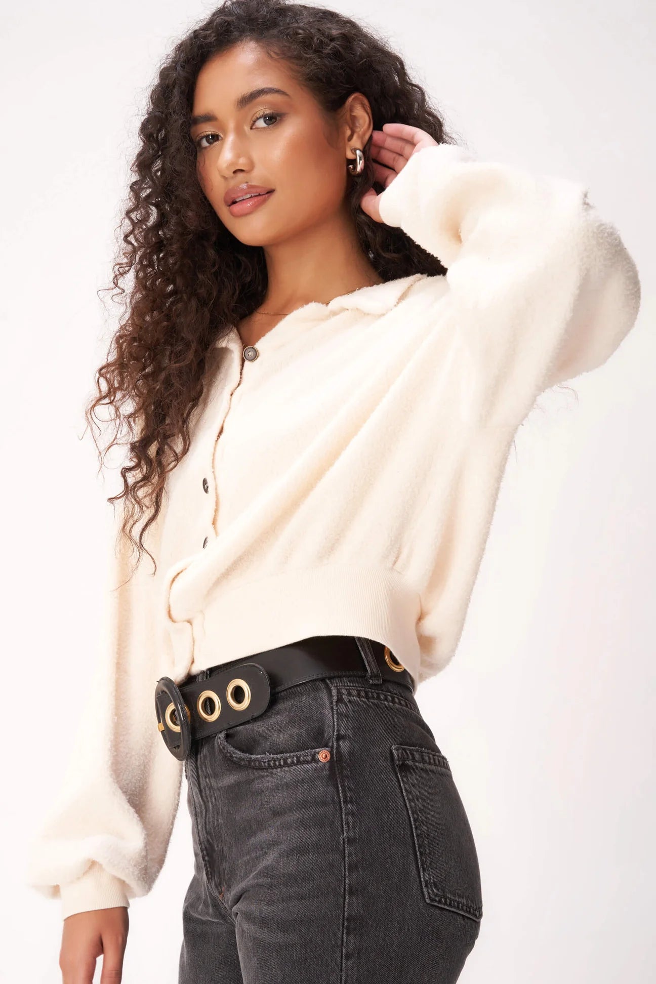 Sherpa Button Front Sweater