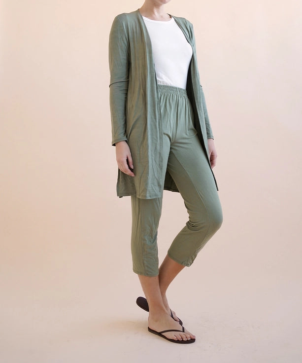 Bamboo Slit Cardigan (Black, Grey)
