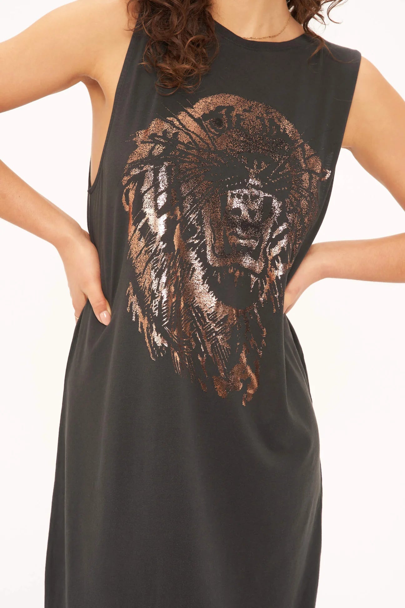 Tiger Gold Foil Tank Dress