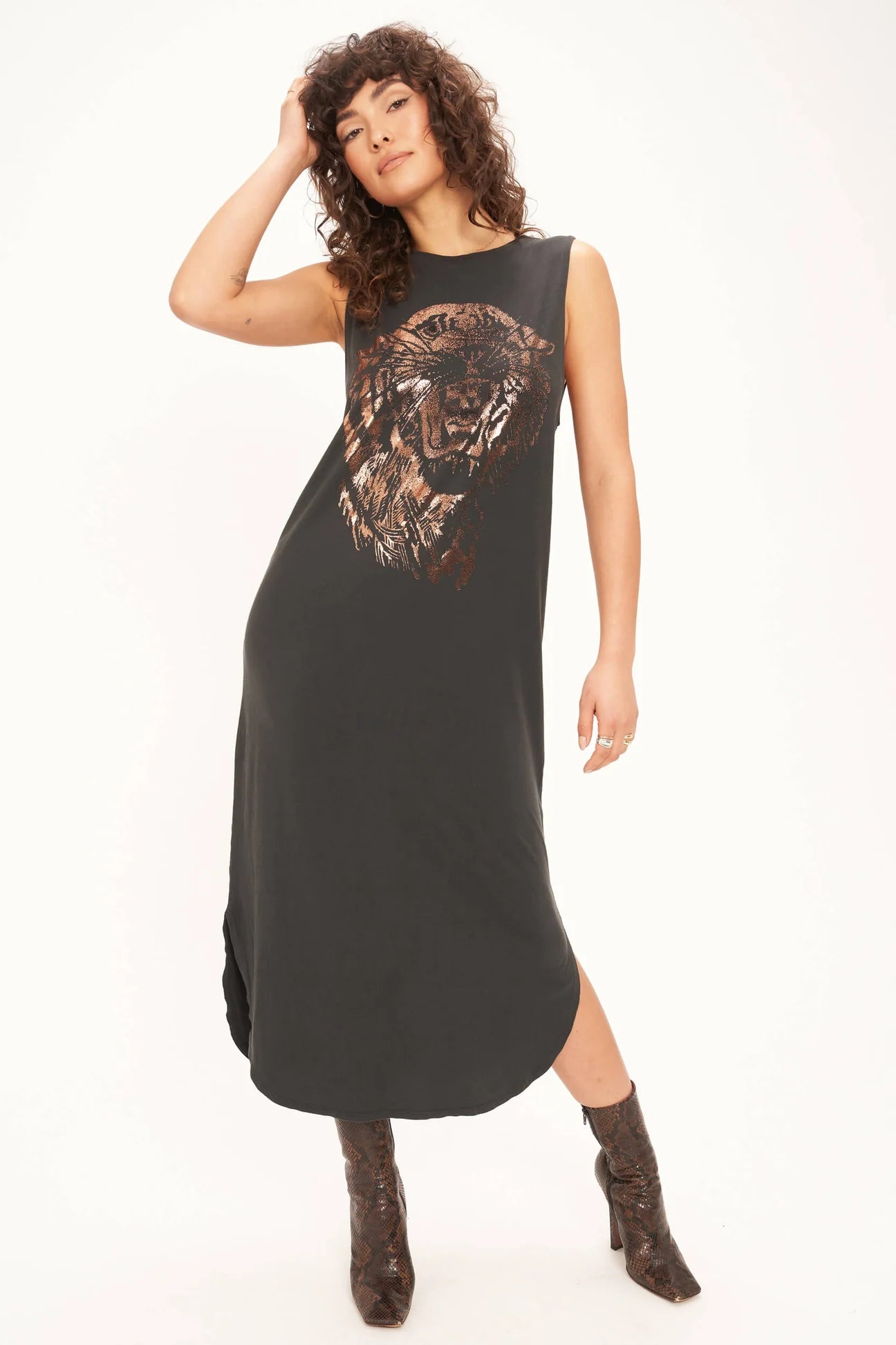 Tiger Gold Foil Tank Dress
