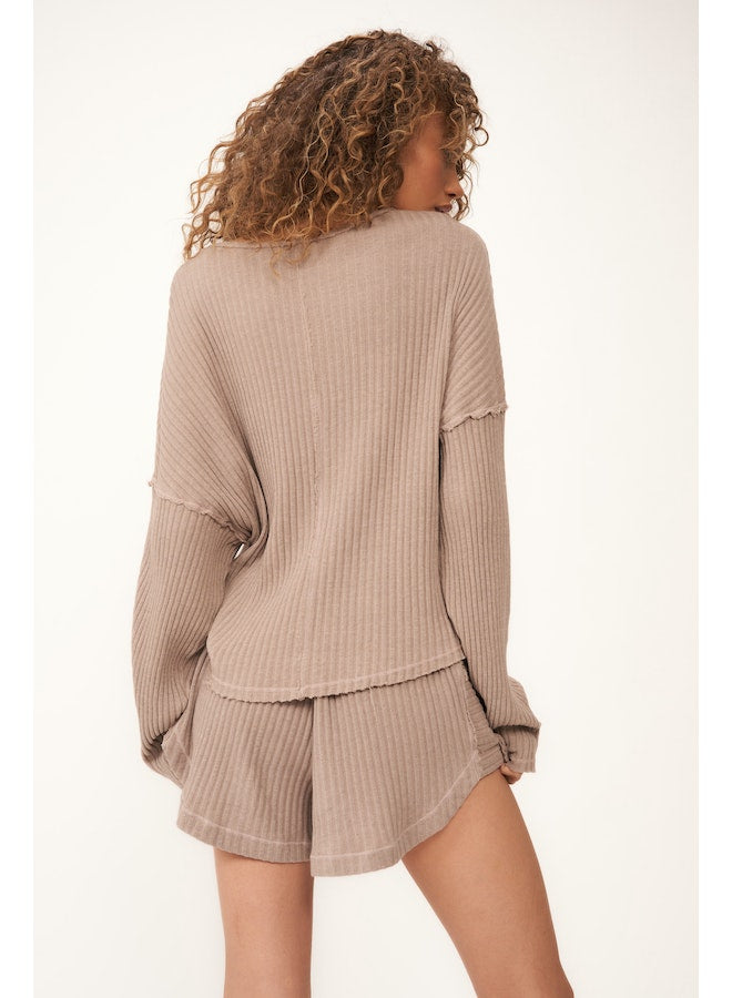 Felicity Notch Neck Ribbed Sweater