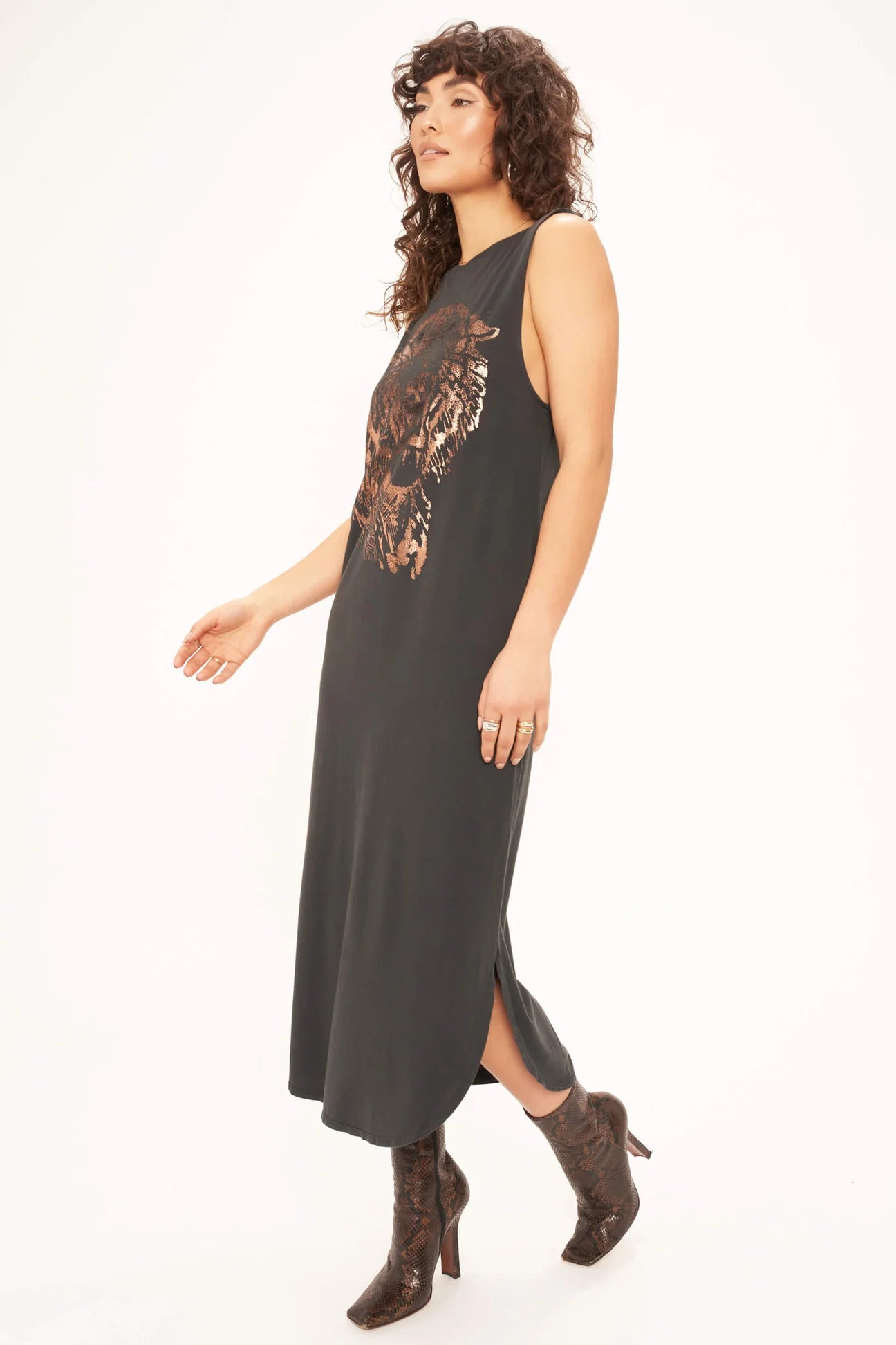 Tiger Gold Foil Tank Dress