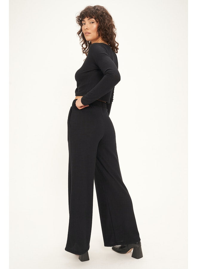 Paradise Cozy Ruched Long Sleeve Top BLACK