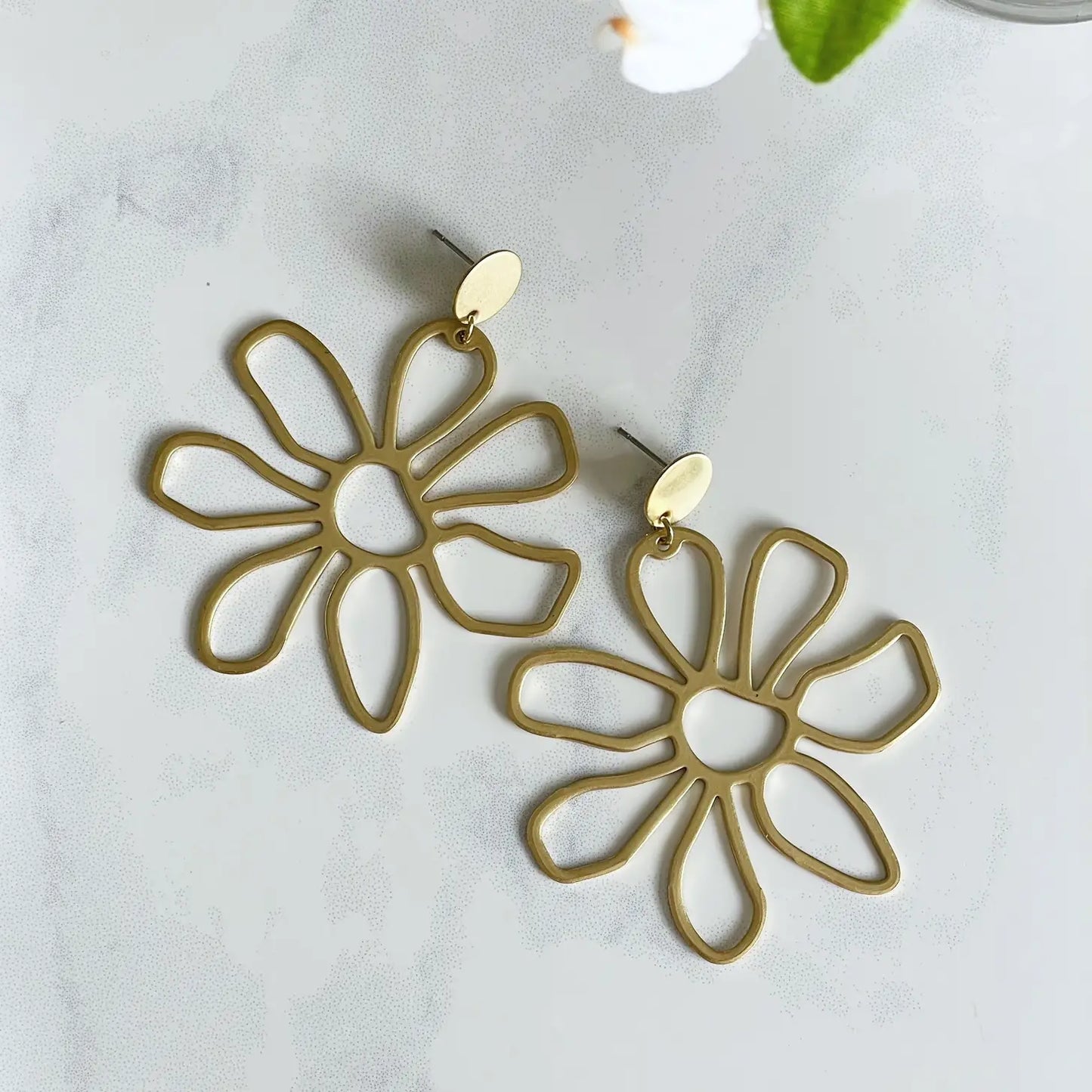 Flower Power Brass Statement Earrings