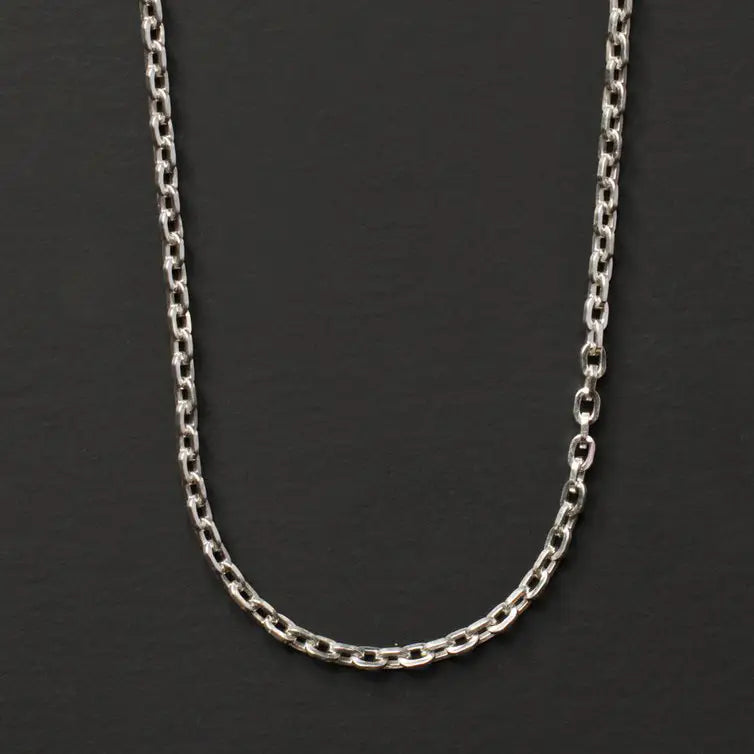Unisex Sterling Silver Cable Chain Necklace 24”