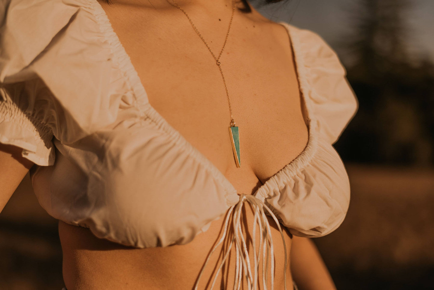 Turquoise Spike Lariat Necklace