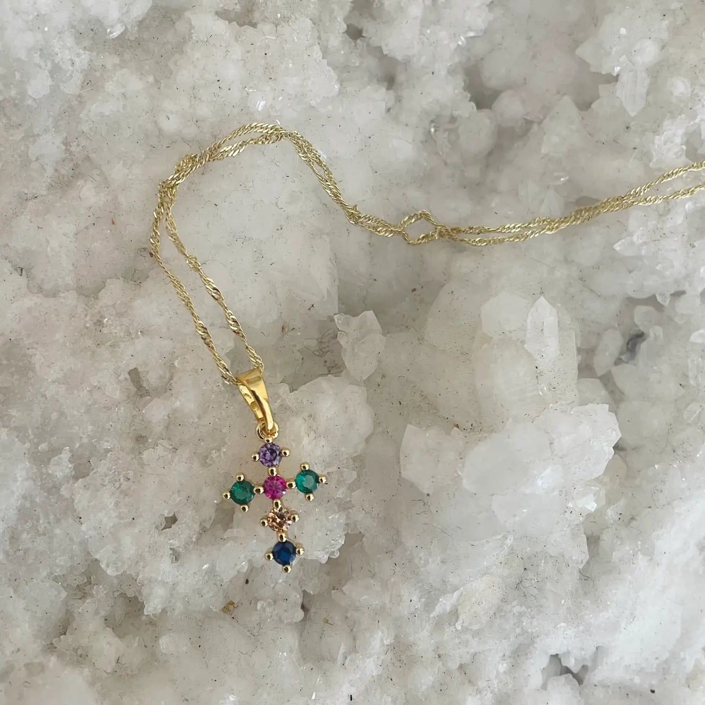 Rainbow Cross Necklace Mini