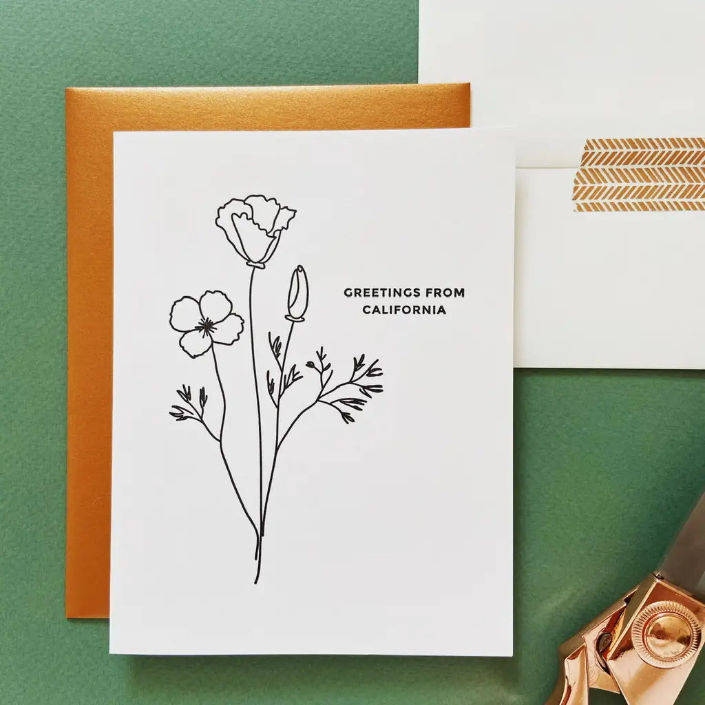 Greetings From California Letterpress Card