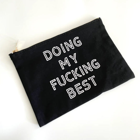 Doing My Best Lined Canvas Pouch