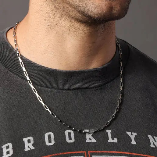 Unisex Elongated Box style in 316L Stainless Steel Chain Necklace 20”