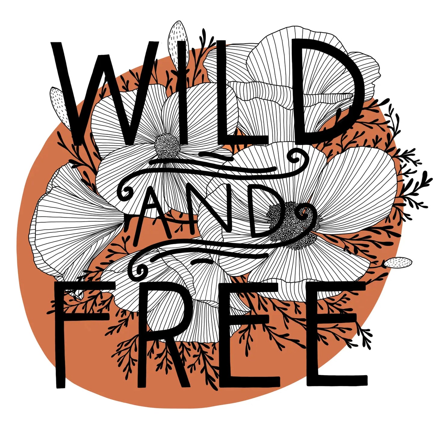 Wild and Free Sticker by Pen and Pine