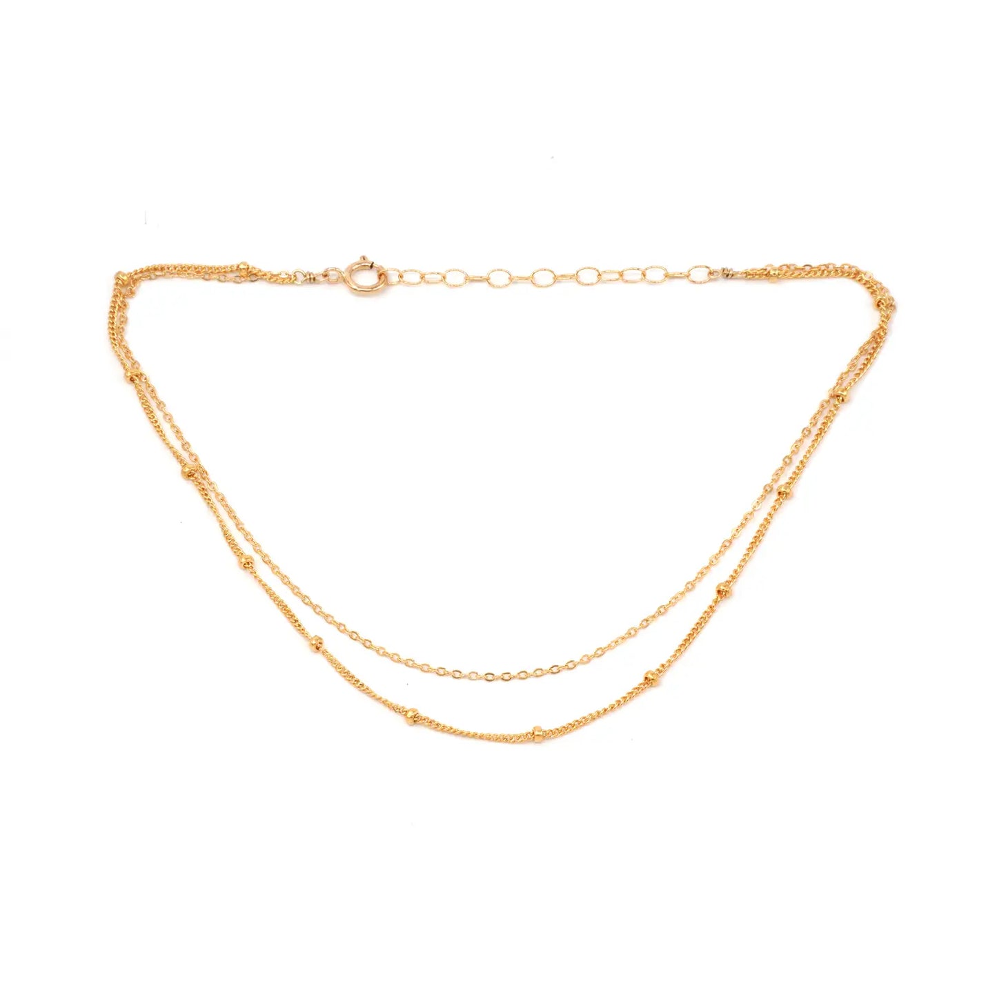 Satellite Chain Double Strand Anklet