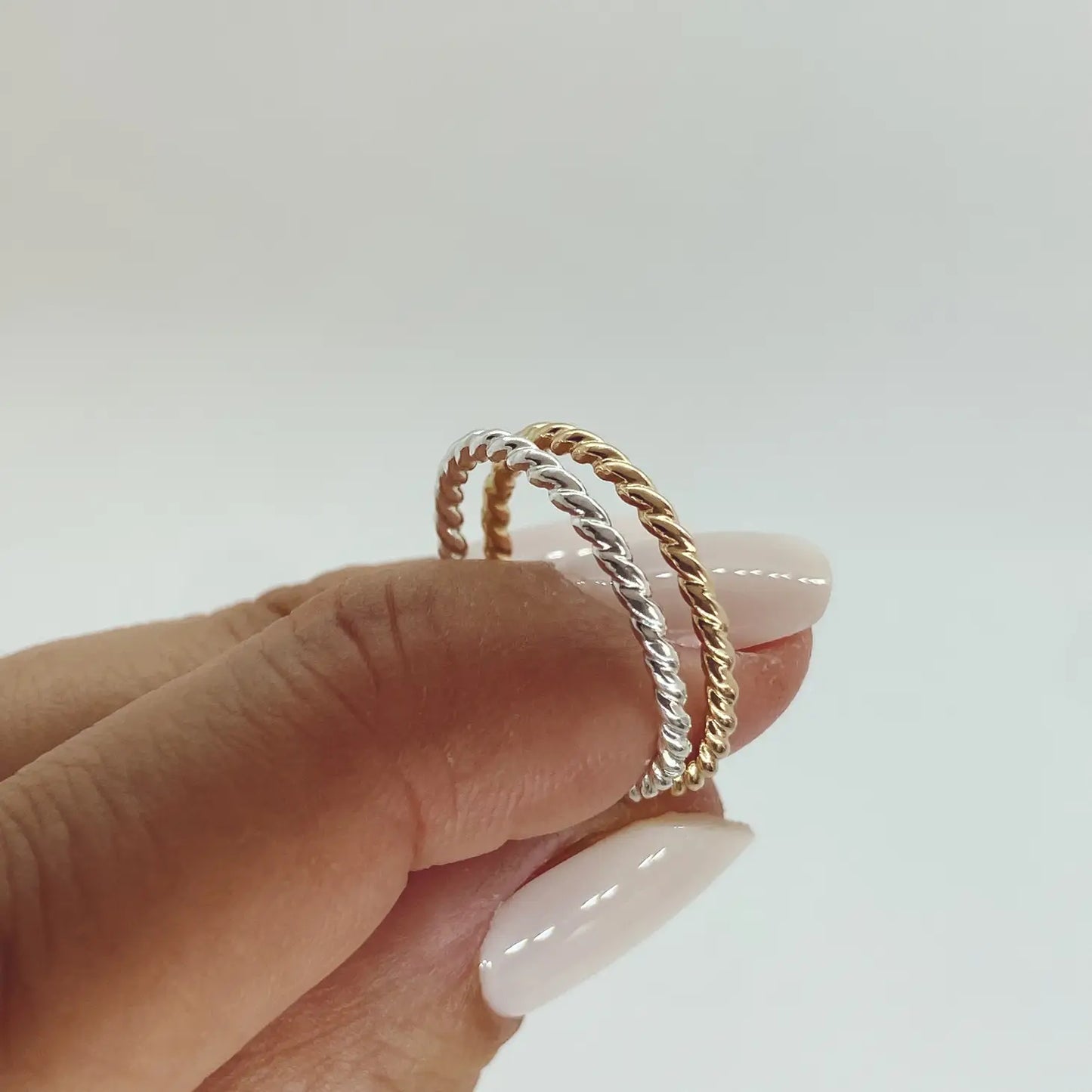 Braided Twist Rope Ring (Gold, Silver)