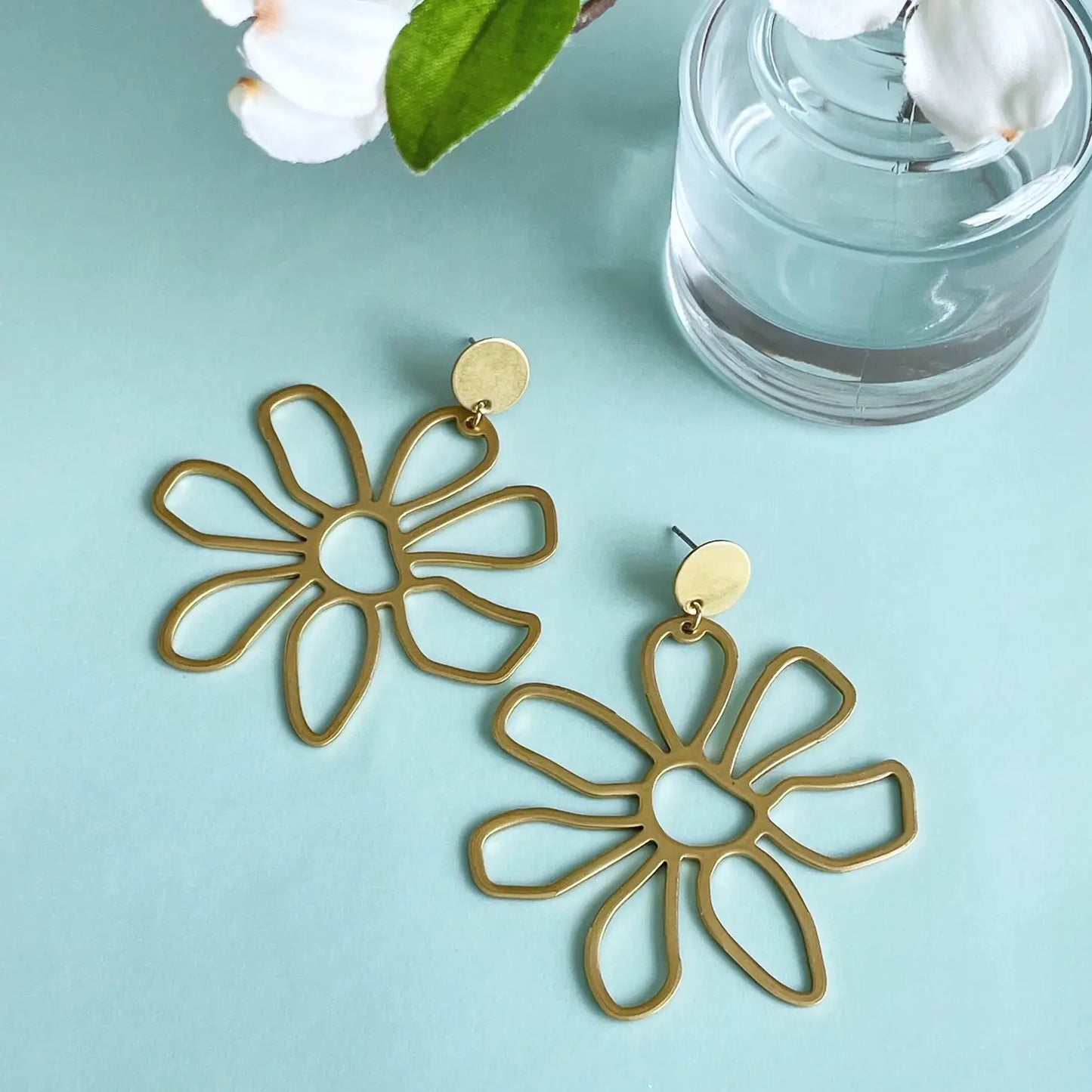 Flower Power Brass Statement Earrings