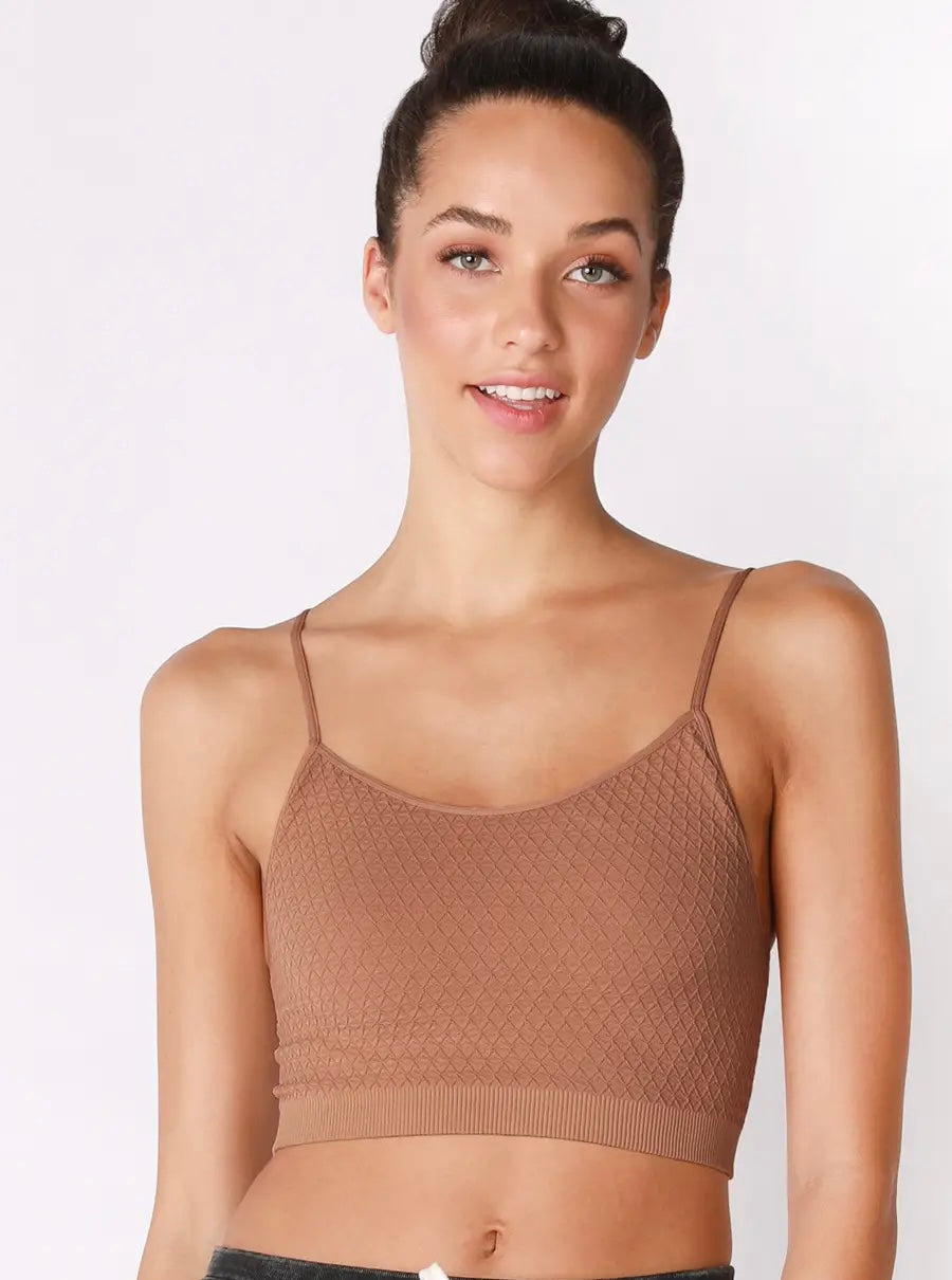 Seamless Waffle Bralette (Black, White, Ivory, Cognac)