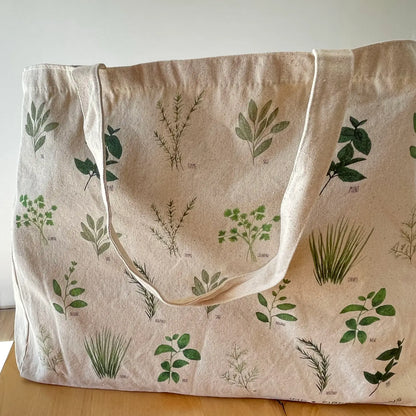 Herbs Oversized Canvas Tote Bag