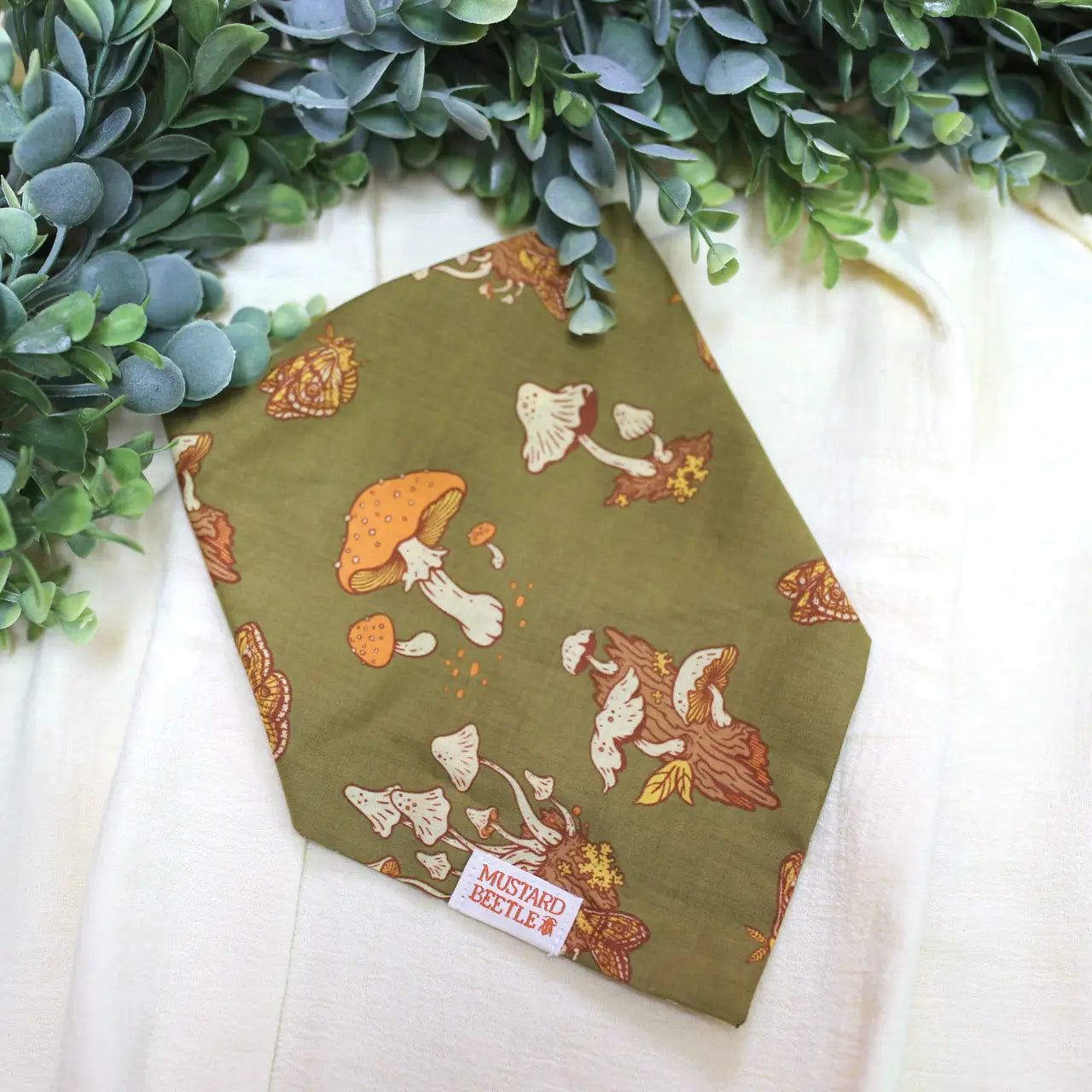 Organic Cotton Bandana (Poppies, Mushrooms)