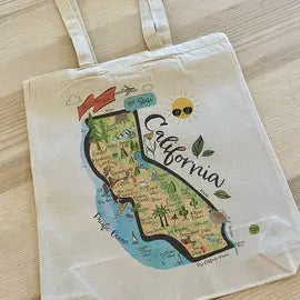 California Map Canvas Tote Bag