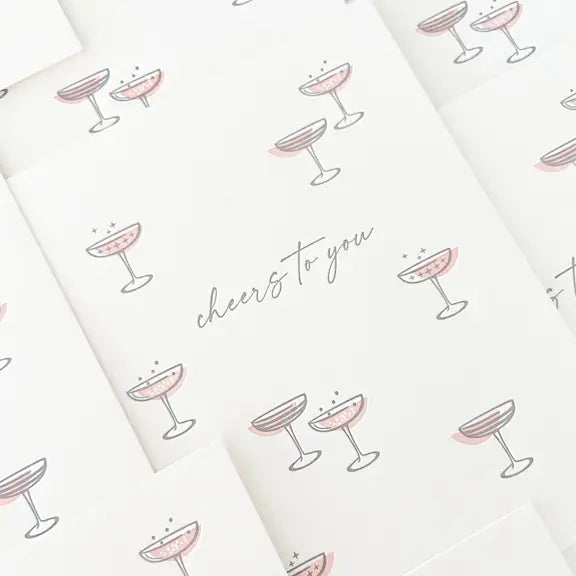 Cheers To You Retro Cocktails Letterpress Card