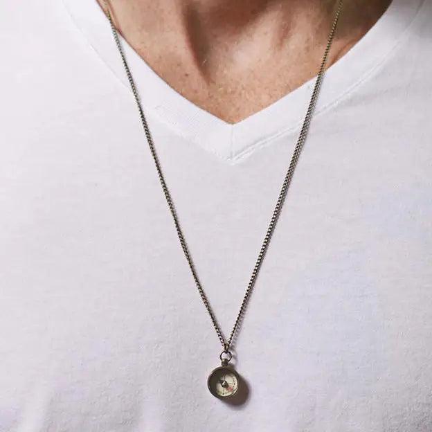 Unisex Mini Compass Necklace