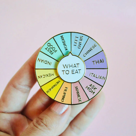 Interactive Spinning Enamel Pin - What to Eat