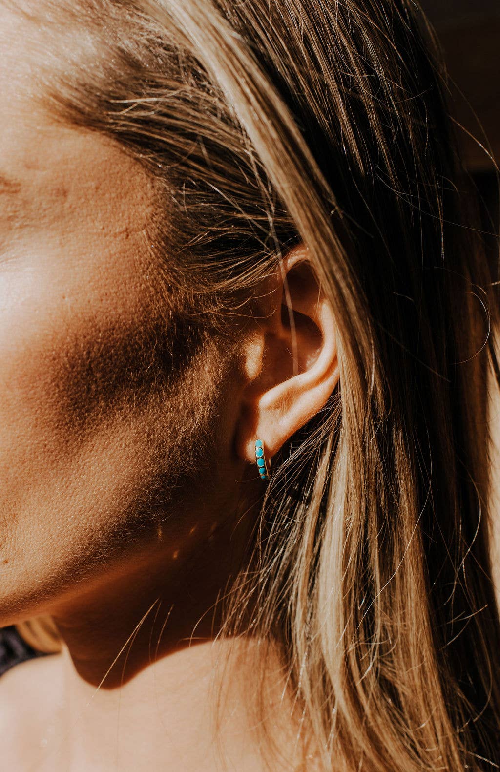 Mini Turquoise Huggie Hoop Earrings