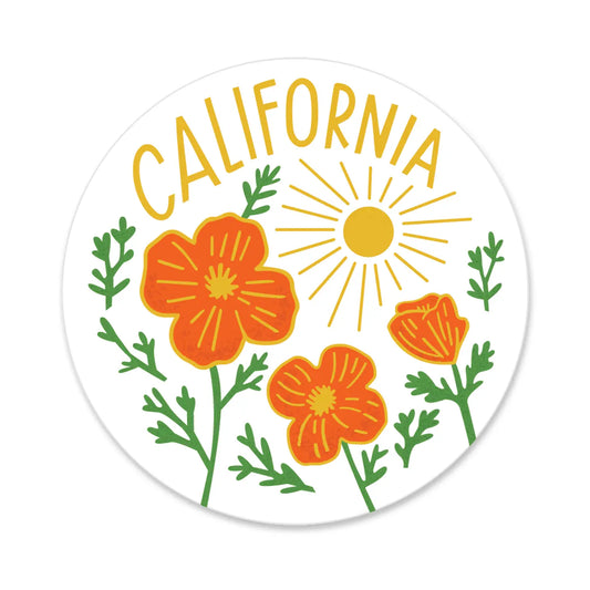 California Poppies & Sun Sticker