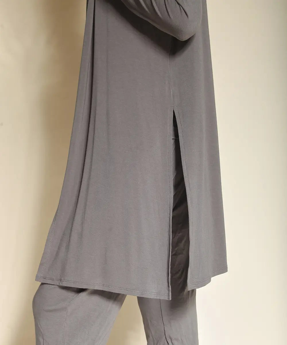 Bamboo Slit Cardigan (Black, Grey)