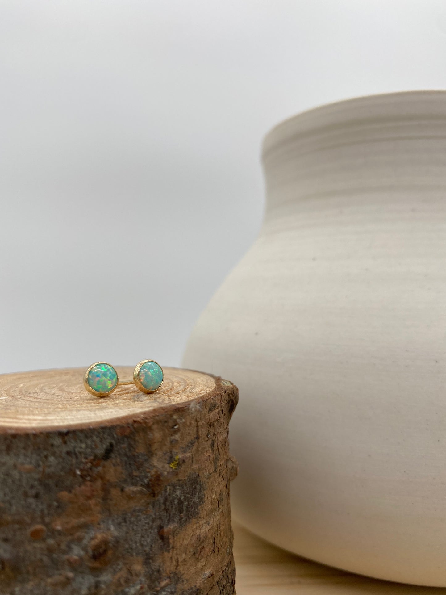 Opal Stud Earrings (Gold, Silver +3 color options)