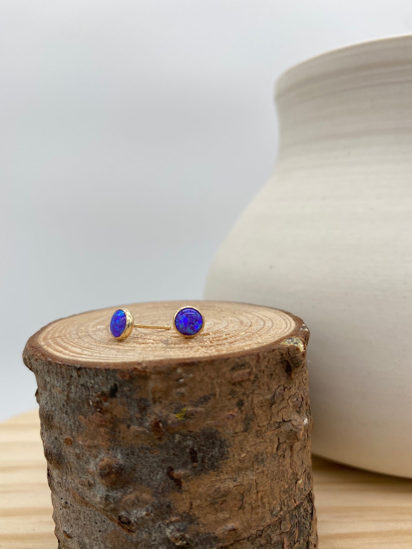 Opal Stud Earrings (Gold, Silver +3 color options)