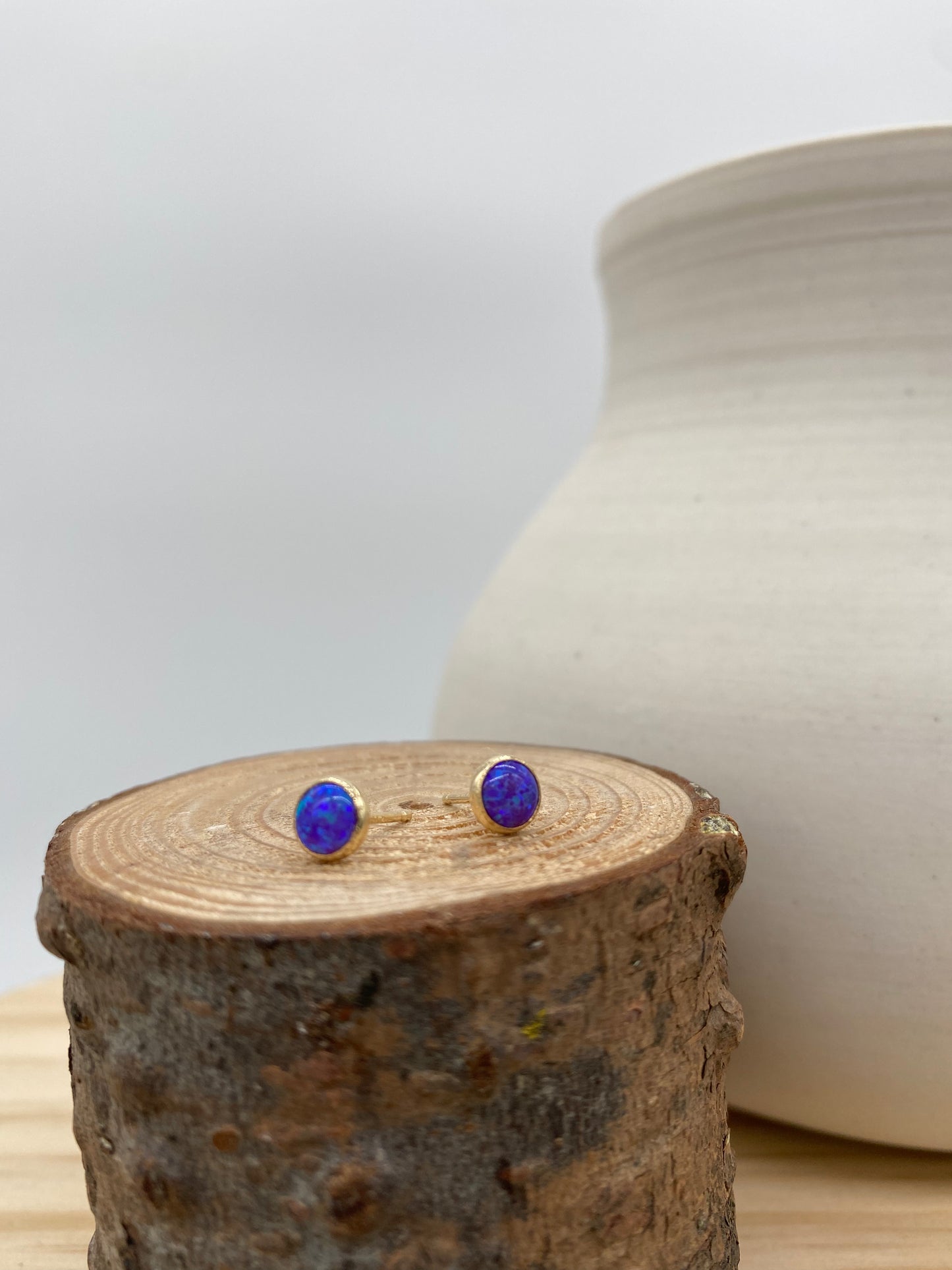 Opal Stud Earrings (Gold, Silver +3 color options)