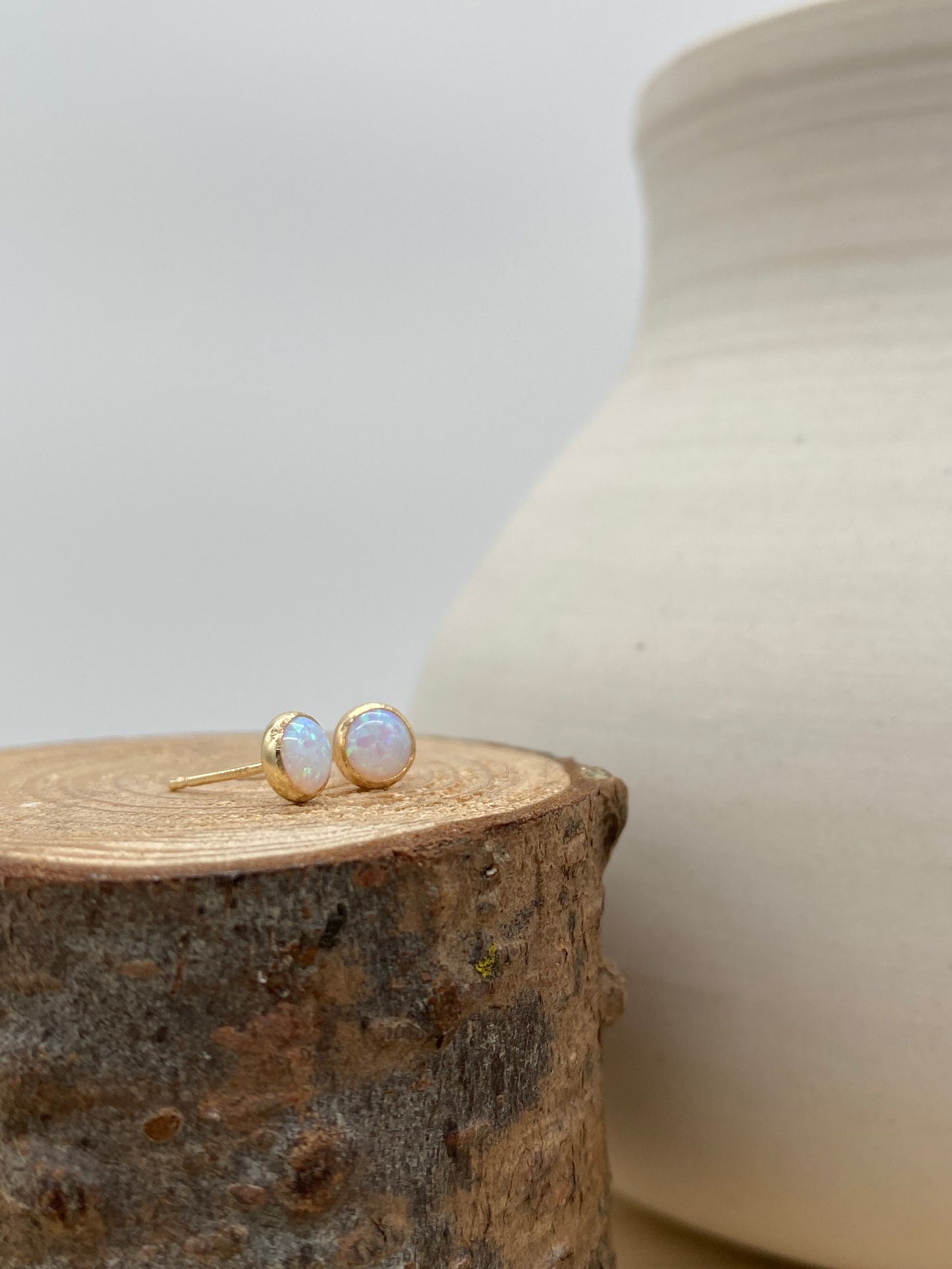 Opal Stud Earrings (Gold, Silver +3 color options)