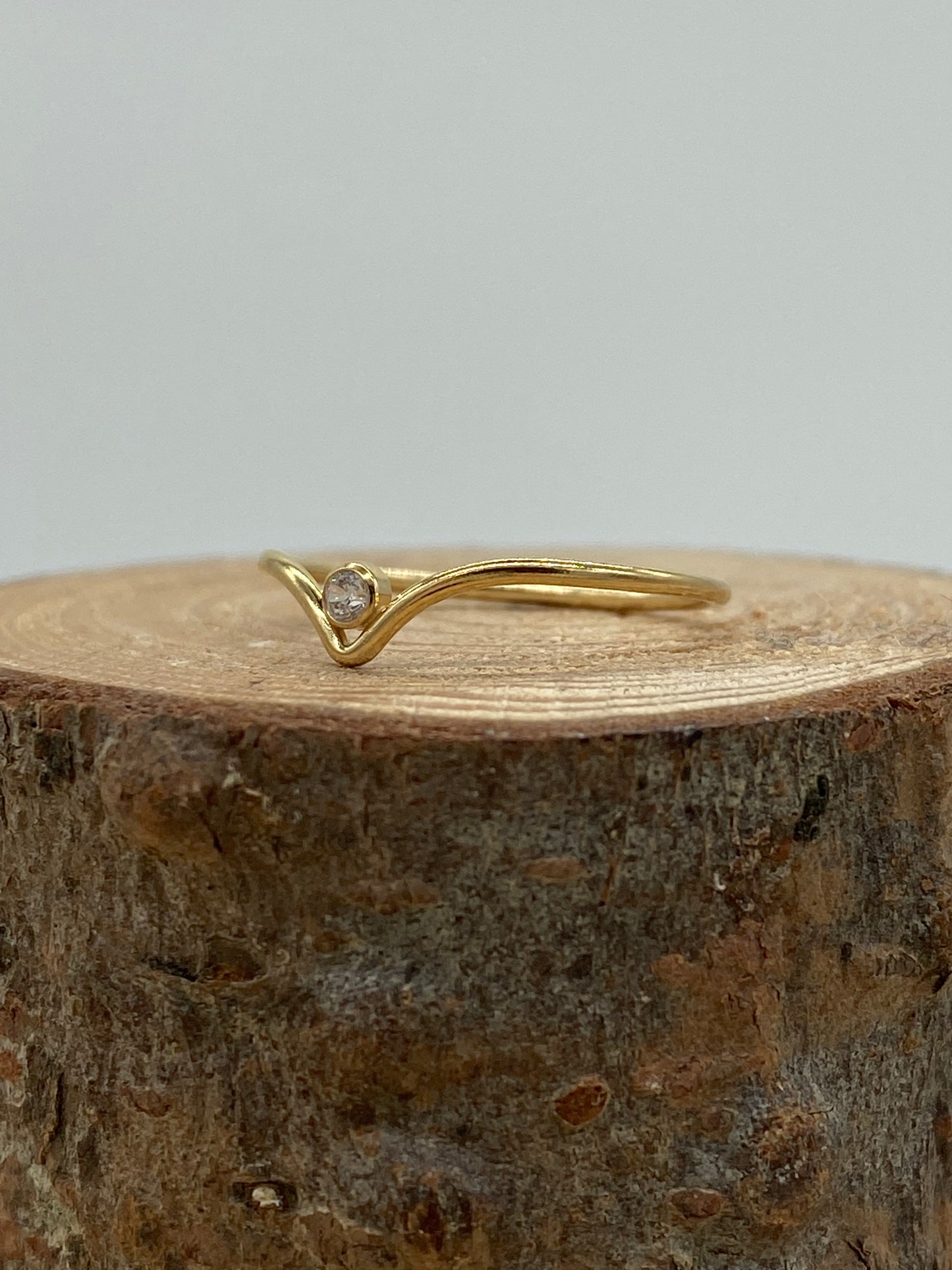 Chevron + CZ Ring (Gold)