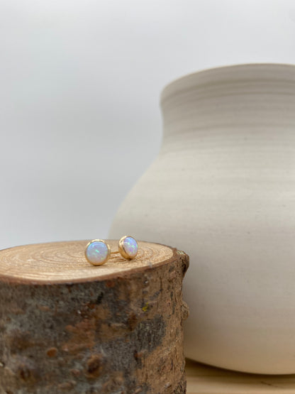 Opal Stud Earrings (Gold, Silver +3 color options)