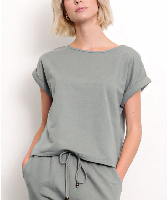Hemp & Organic Cotton Heavyweight Brushed Top (Ivory, Sage)