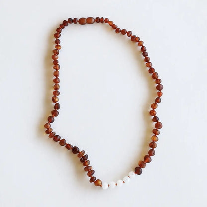 Moonstone Baltic Amber Necklace (12, 18")