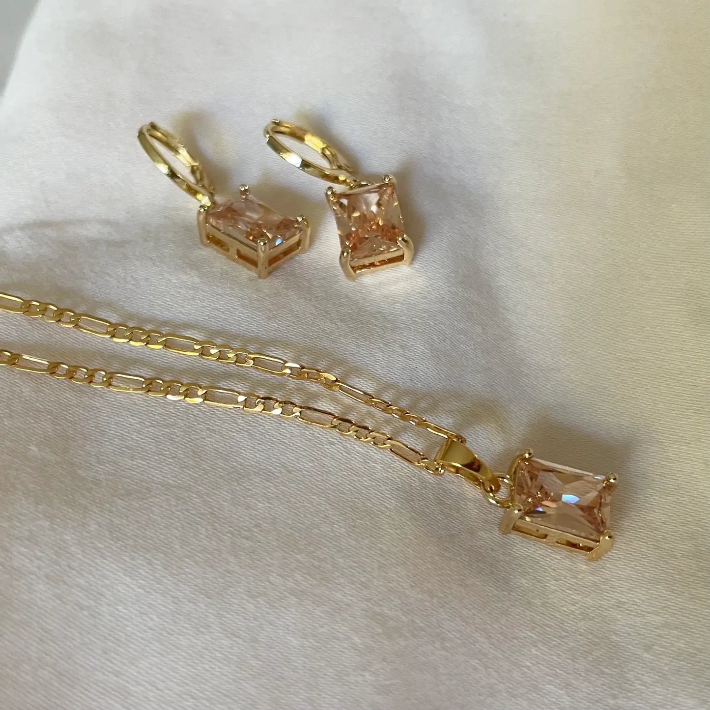 Peach Faceted Stone Huggie Earrings