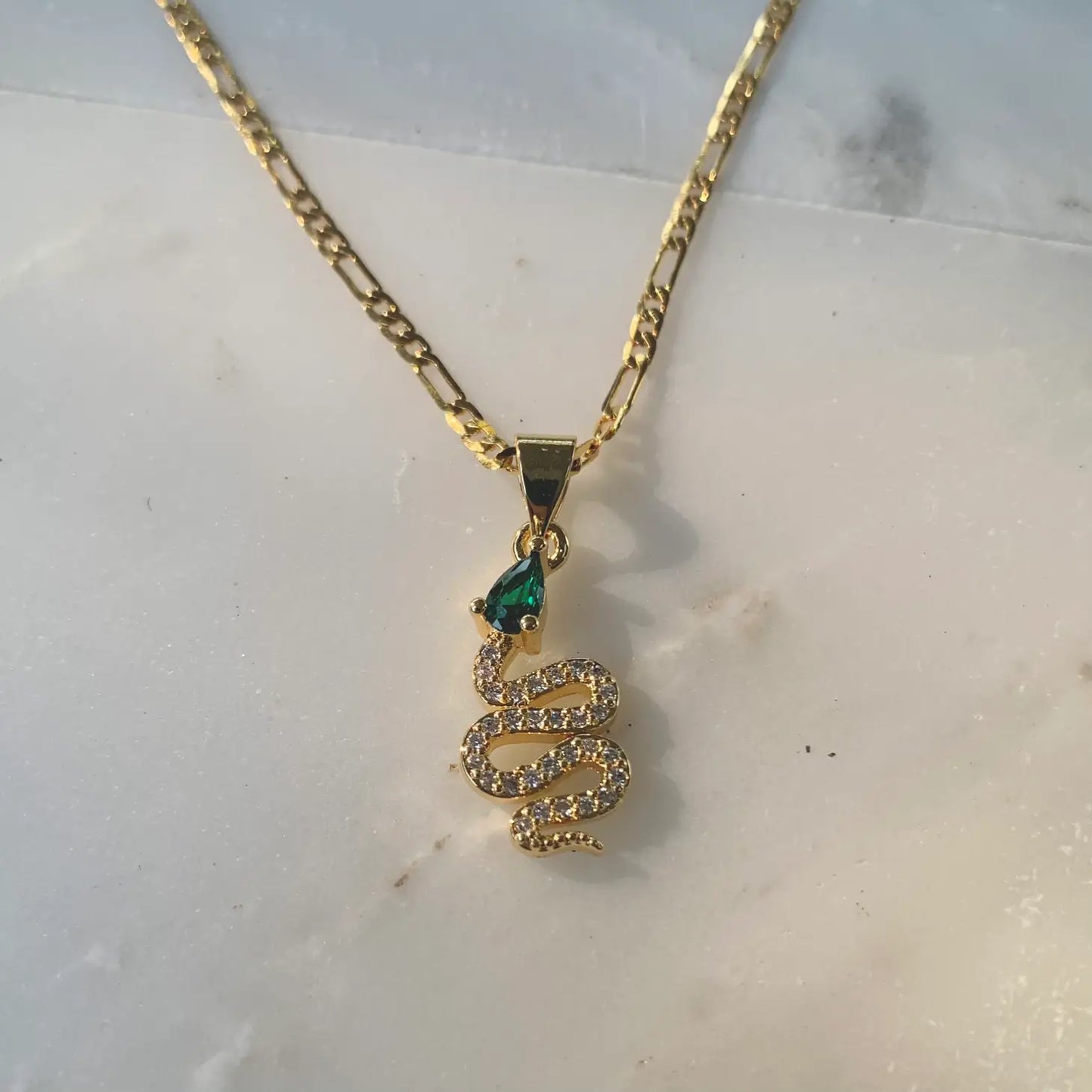 Emerald Serpent Pave Necklace