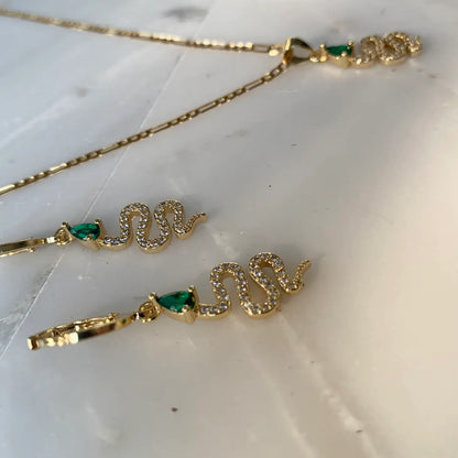 Emerald Serpent Pave Necklace