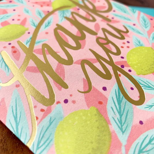 Gold Foil & Lemons Thank You Cards Set of 6