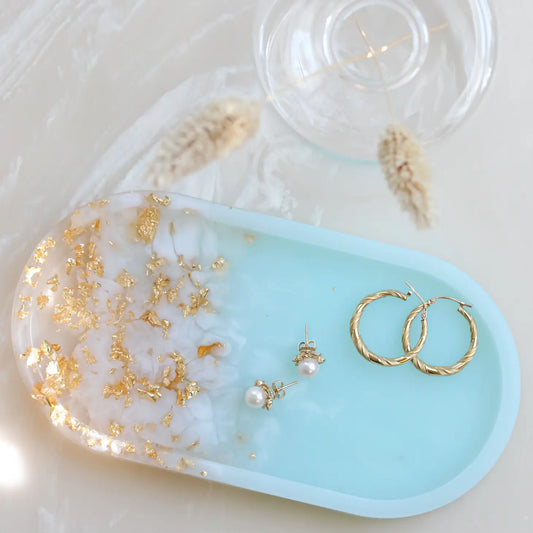 Gold Foil Resin Catch All Vanity Tray