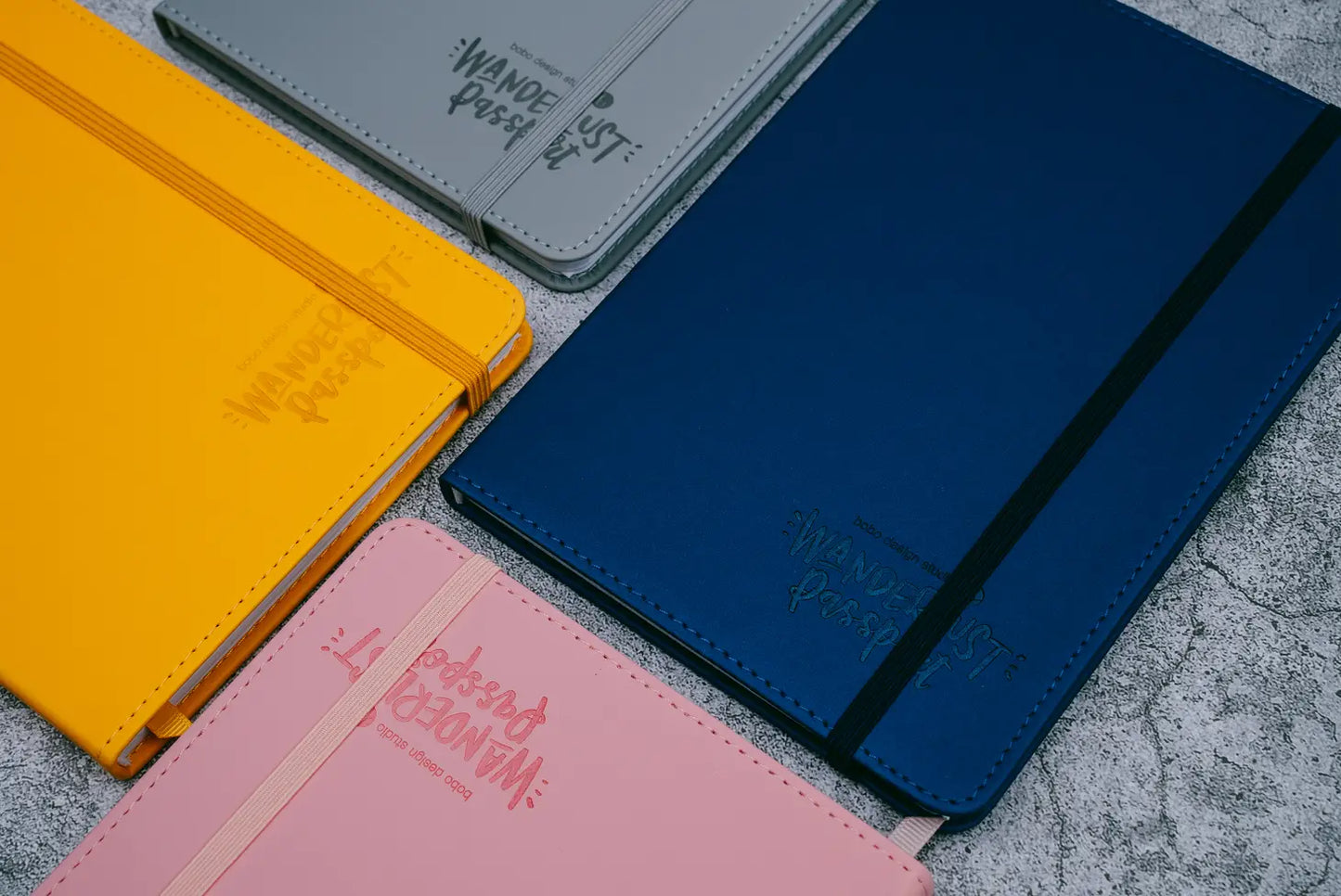 Wanderlust Passport Travel Journal (Grey, Navy, Pink, Yellow)