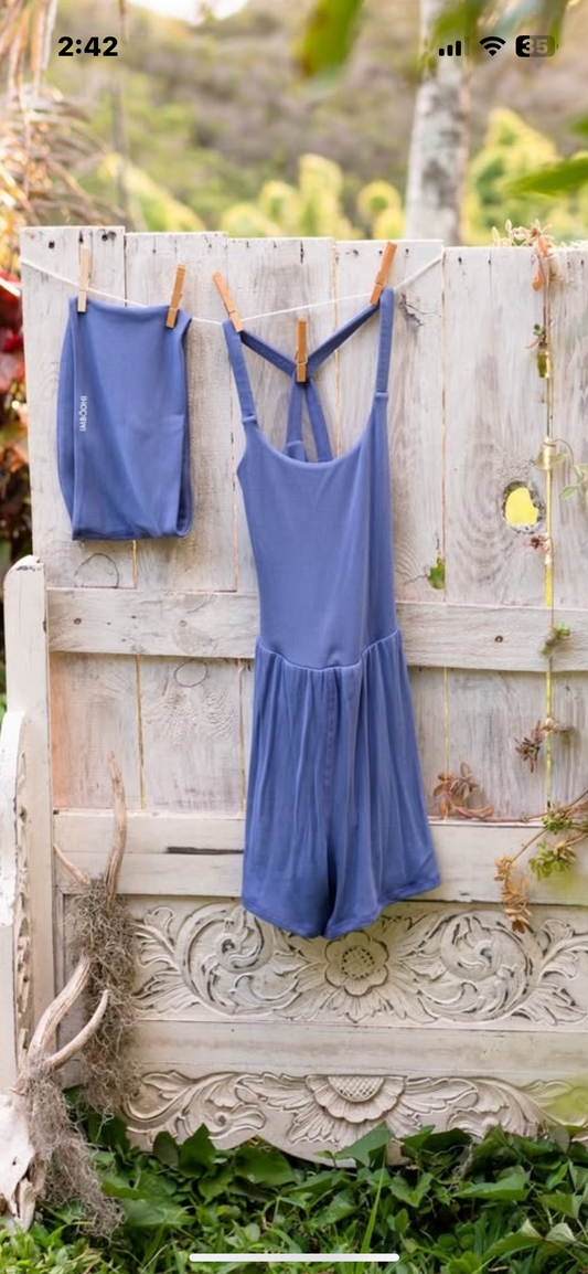 ImBodhi Lila Romper Harbor Blue Ribbed (limited edition) XS
