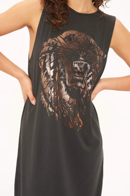 Tiger Gold Foil Tank Dress