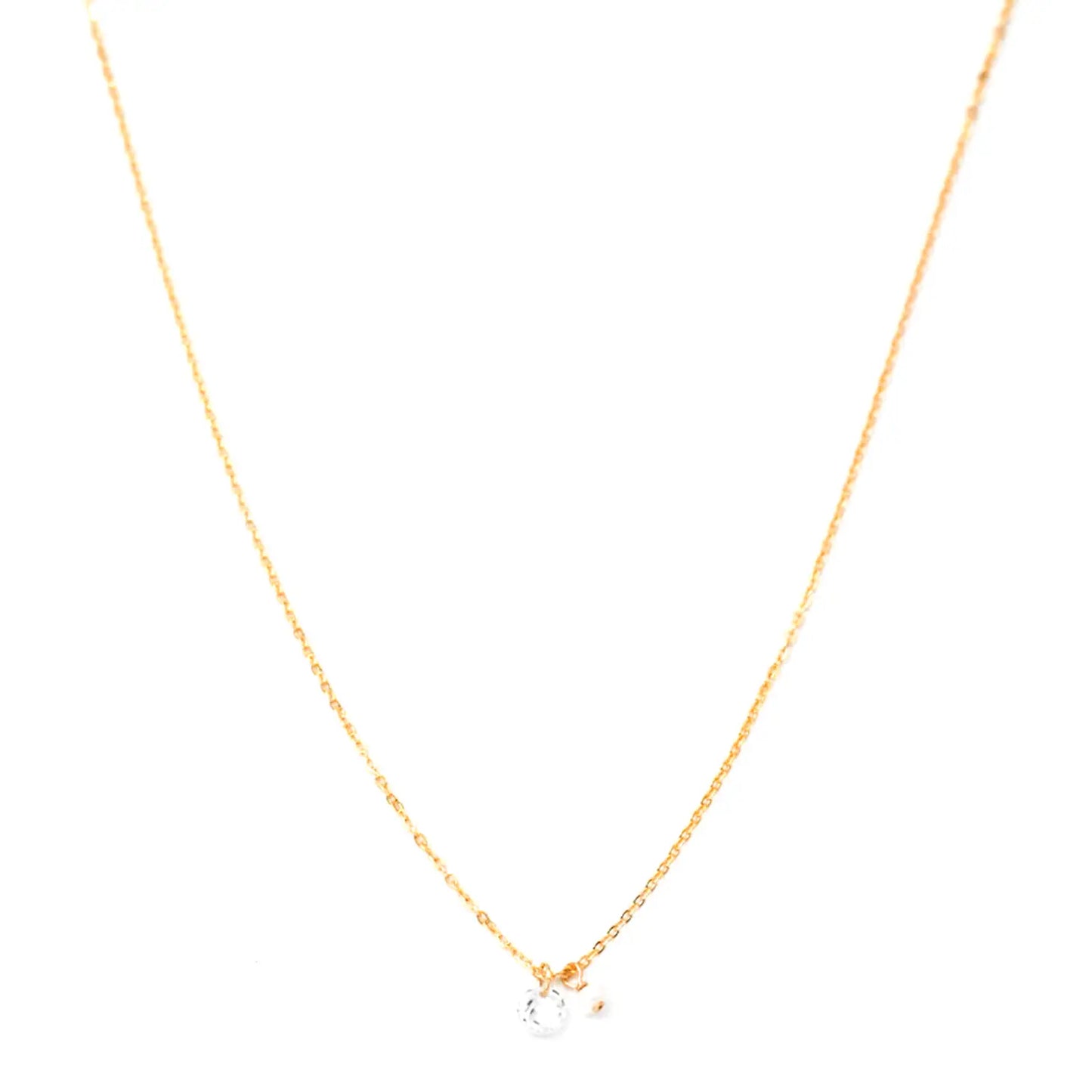 Petite CZ & Pearl Charm Necklace
