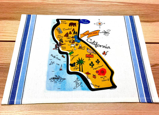 California Map Cotton Tea Towel