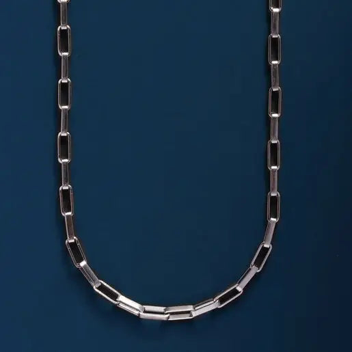 Unisex Elongated Box Style in 316L Stainless Steel Chain Necklace 20”