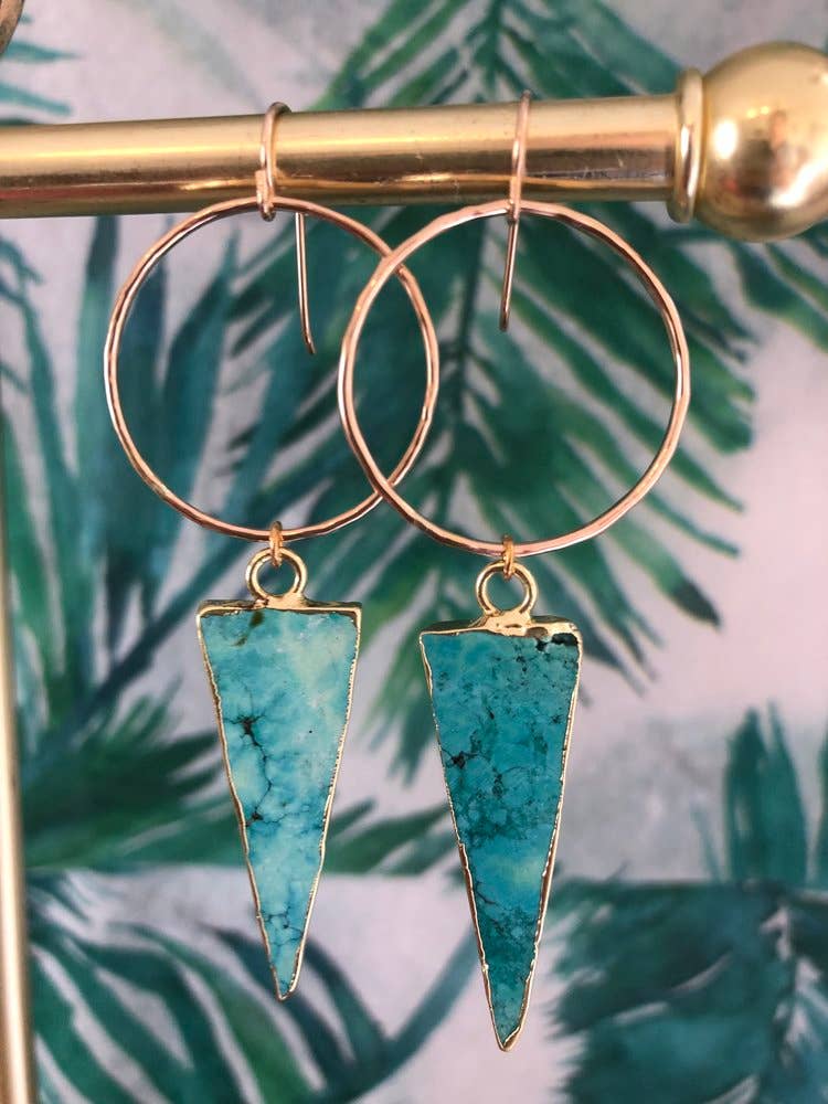 Turquoise Spike Hoop Earrings