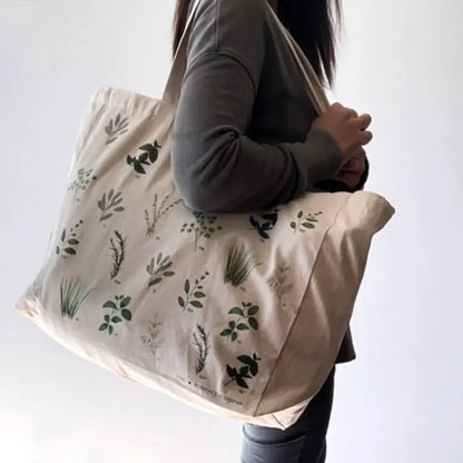 Herbs Oversized Canvas Tote Bag