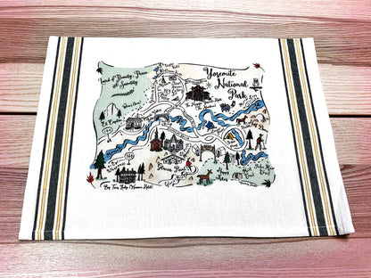 Yosemite Map Cotton Tea Towel